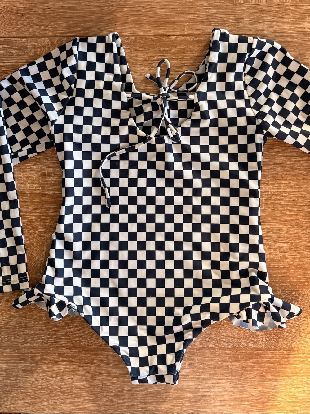 Mikoh Navy & White Checker One-Piece Rashguard Swimsuit - Picture 5 of 8